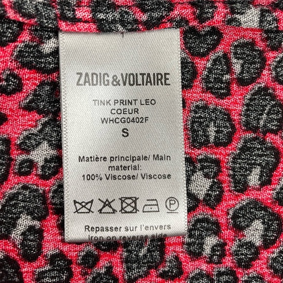 Zadig & Voltaire Red & Black Leo Print Tunic Blouse Sz S - Picture 6 of 12